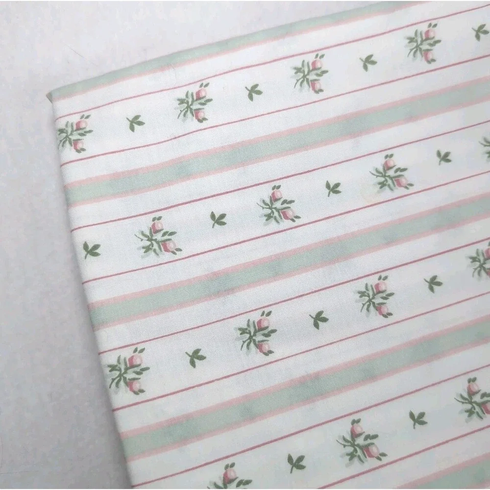 Vintage Lady Pepperell Queen Sheet Set Sweet Lizzie Ditsy Floral Stripe Cottage